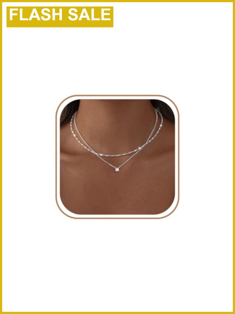 Dainty 14K Gold Plated Cubic Zirconia Layered Necklace Set for Women